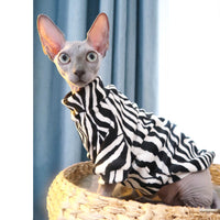 HKM-5049661 Warm and Thin Zebra Mink Velvet Clothes for Hairless Cats