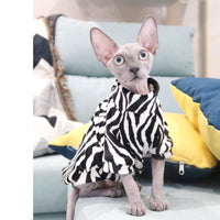 HKM-5049661 Warm and Thin Zebra Mink Velvet Clothes for Hairless Cats