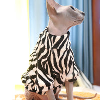 HKM-5049661 Warm and Thin Zebra Mink Velvet Clothes for Hairless Cats