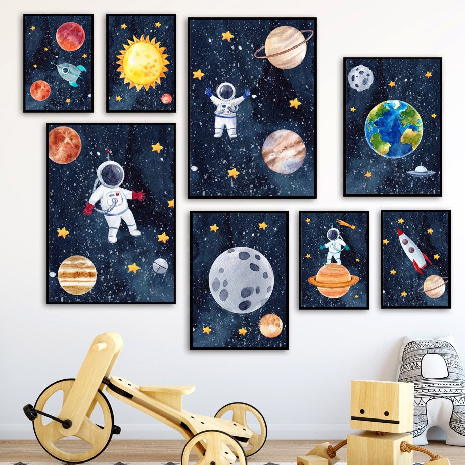 HKM-504979 Astronaut Oil on Canvas Wall Art - Frameless Decorative Spray Painting