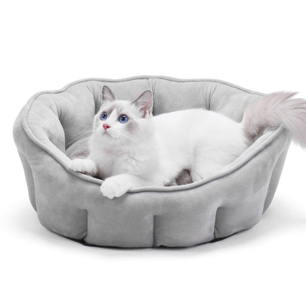 HKM-5051325 Warm Plush Cat Kennel Bed with Hammock and Soft Mat, 46x46x23cm