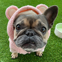 HKM-5052349 Warm & Cozy Ear-Standing Fleece-Lined Pet Sweater in Brown and Pink, Sizes M-2XL