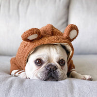 HKM-5052349 Warm & Cozy Ear-Standing Fleece-Lined Pet Sweater in Brown and Pink, Sizes M-2XL