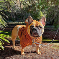 HKM-5052349 Warm & Cozy Ear-Standing Fleece-Lined Pet Sweater in Brown and Pink, Sizes M-2XL