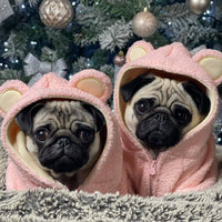 HKM-5052349 Warm & Cozy Ear-Standing Fleece-Lined Pet Sweater in Brown and Pink, Sizes M-2XL