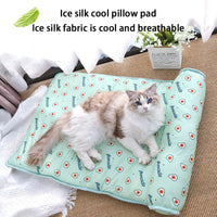 HKM-5054525 Cooling Summer Pet Pad for Dogs and Cats, Breathable and Washable Ice Silk Cotton Mat, Suitable for All Sizes