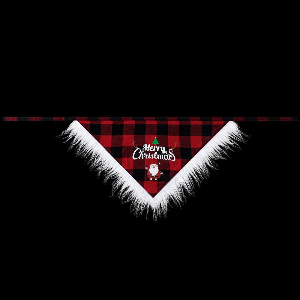 HKM-5054653 Lace Trimmed Red and Green Plaid Dog Scarf Bandana for Christmas Celebrations