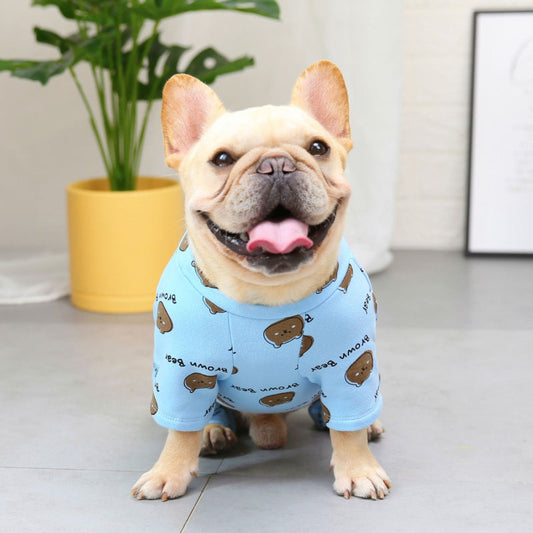 HKM-5055421 Cotton Dog Clothes for Corgis in Blue and Yellow - Available in Multiple Sizes