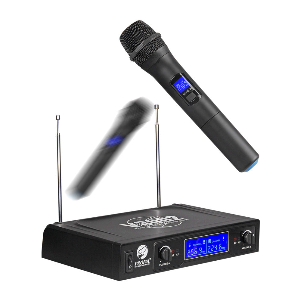 HKM-505683 Dual Handheld Wireless Microphone System V-3002 for Home, Stage, and KTV Use