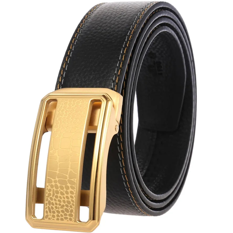 HKM-505683 Stainless Steel Buckle Cowhide Leather Belt - Model LY36-61344-5