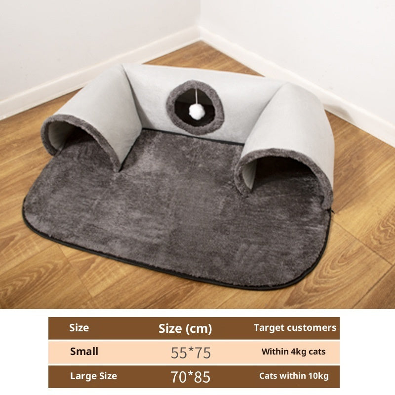 HKM-5057085 U-Shaped Cat Tunnel with Removable and Washable Cloth Cover, Available in Multiple Sizes