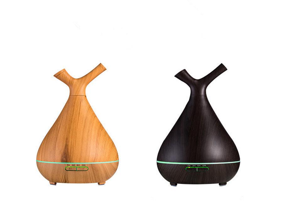 HKM-505747 Wood Grain Branch Aroma Diffuser - 1-Liter Capacity, Mechanical Timer, USB/AC Powered, Ideal for Home Use