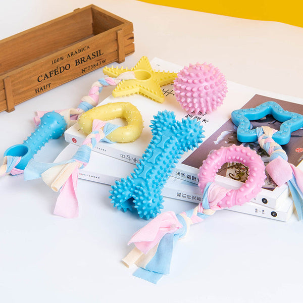 HKM-5057853 Multicolor TPR Knot Toy for Dogs and Cats - Durable Dental Chew Toy