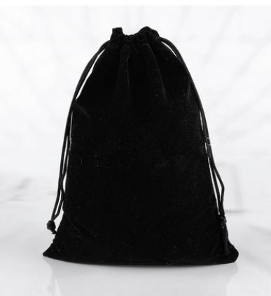 HKM-505811 Black Velvet Drawstring Bag - 20x30cm Size