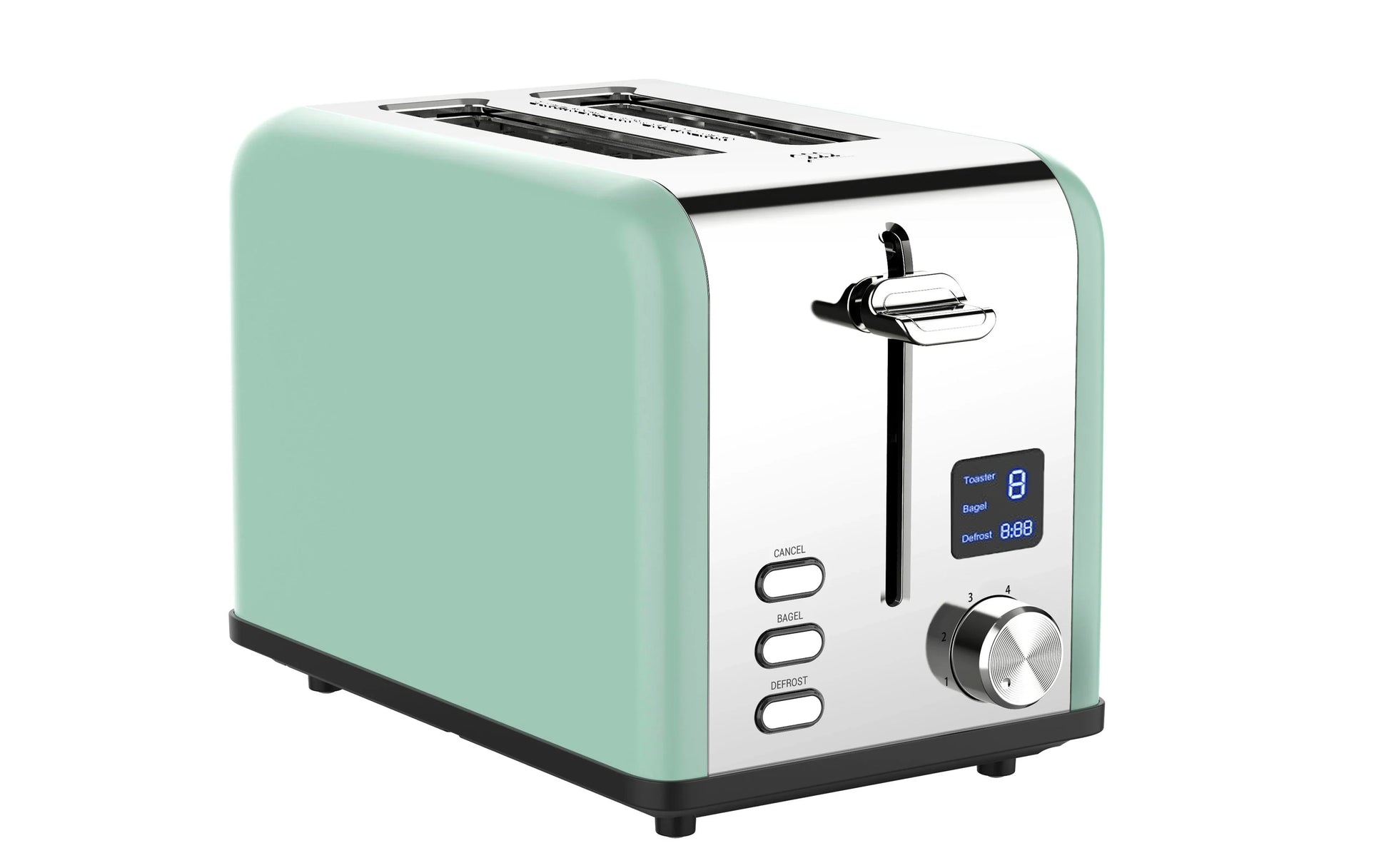 HKM-505875 Stainless Steel Electric 2-Slice Toaster with LED Display for Efficient Cooking