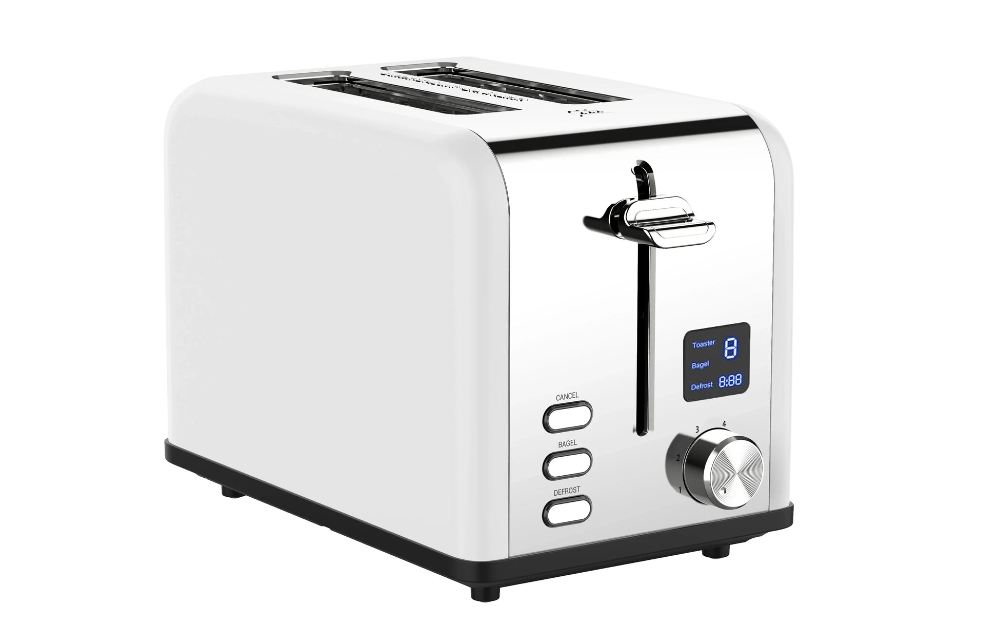 HKM-505875 Stainless Steel Electric 2-Slice Toaster with LED Display for Efficient Cooking
