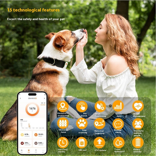 HKM-5059005 Pet GPS Tracker with Health Monitoring - Compact, Accurate Positioning 10m, Durable ABS PC Material