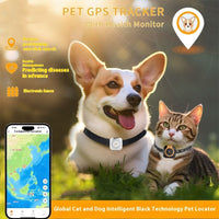 HKM-5059005 Pet GPS Tracker with Health Monitoring - Compact, Accurate Positioning 10m, Durable ABS PC Material