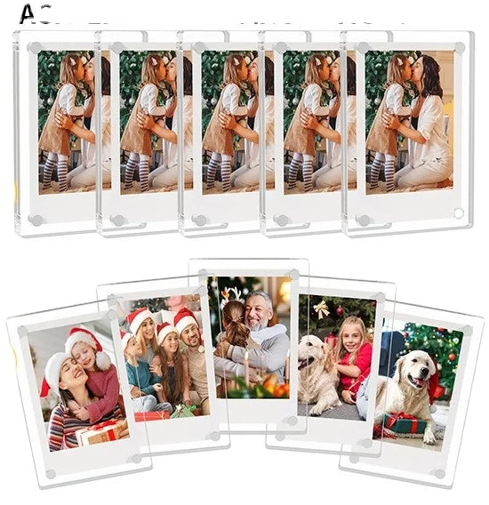 HKM-506003 Double-Sided Magnetic Clear Acrylic Block Photo Frame for Polaroid Pictures