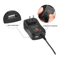 HKM-506195 30W Adjustable Power Adapter with Multi-Output for Tablets, Cameras, and LED Lighting