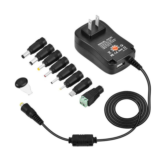 HKM-506195 30W Adjustable Power Adapter with Multi-Output for Tablets, Cameras, and LED Lighting