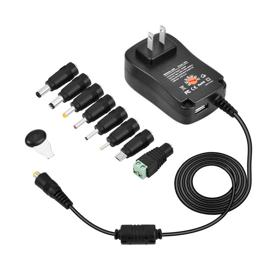 HKM-506195 30W Adjustable Power Adapter with Multi-Output for Tablets, Cameras, and LED Lighting