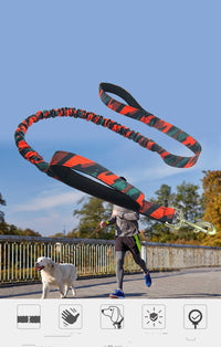 HKM-5062589 Camouflage Elastic Dog Leash with Pull Rope for Outdoor Activities
