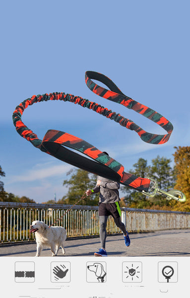 HKM-5062589 Camouflage Elastic Dog Leash with Pull Rope for Outdoor Activities