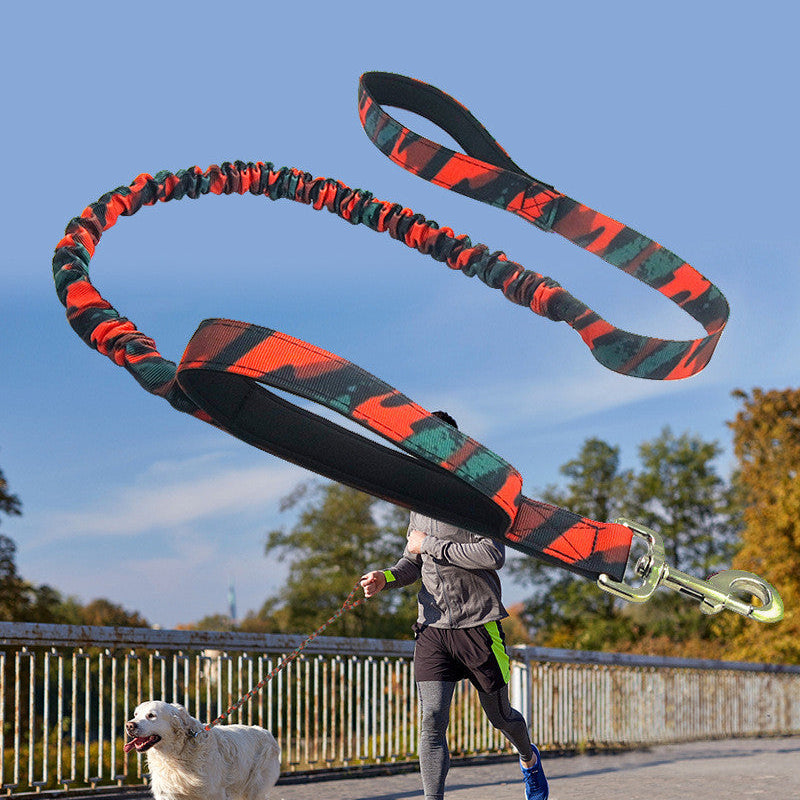 HKM-5062589 Camouflage Elastic Dog Leash with Pull Rope for Outdoor Activities