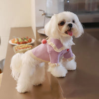 HKM-5063357 Handmade Wool Coat for Dogs - Casual Strawberry Ball Design, Warm Sweater for All Sizes
