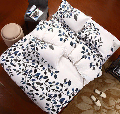 HKM-506451 Korean Cute Style Velvet Quilt Set in Plant and Flower Design for 1.8m Beds - 4 Pieces