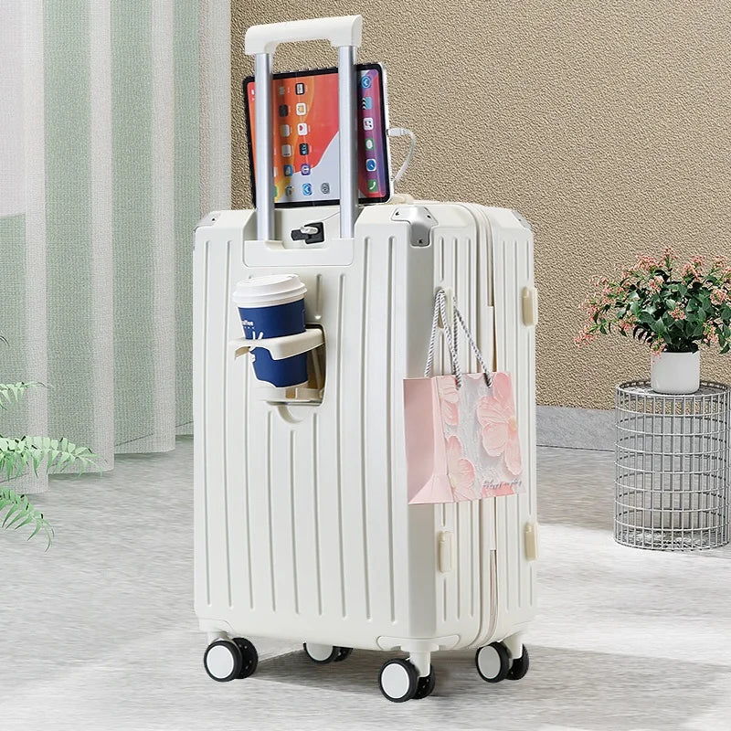 HKM-506515 28 Inch Travel Bag with Front Access and 360° Spin Wheels, Includes 24 and 20 Inch Luggage Set, Anti-Crack ABS Material