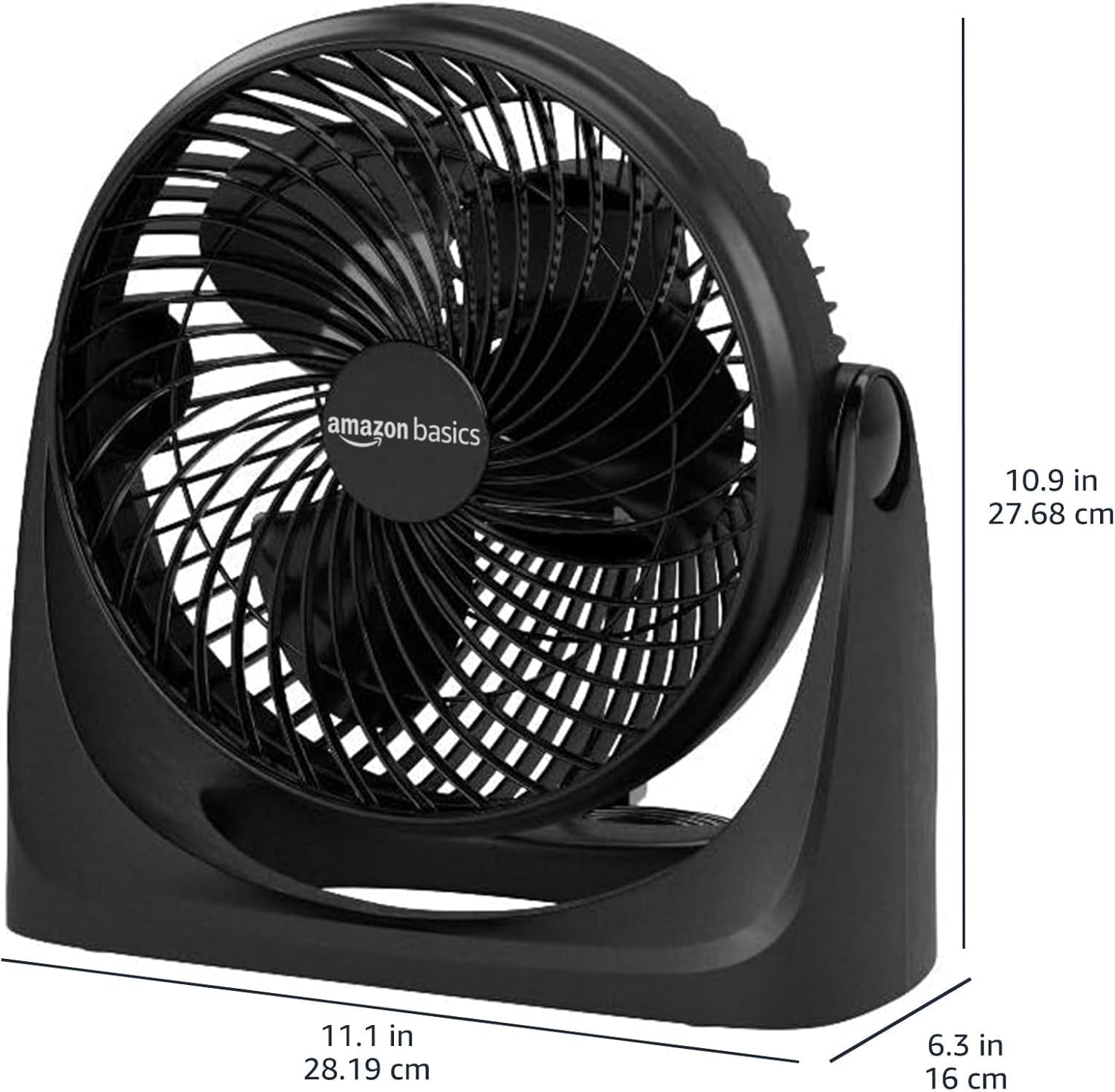 HKM-5066067 Air Circulator Desk Fan, 3 Speed Settings, 90-Degree Tilt Head, Compact Design, 35 Watts, Black, 11.1"W x 6.3"D x 10.9"H