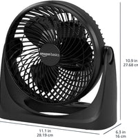 HKM-5066067 Air Circulator Desk Fan, 3 Speed Settings, 90-Degree Tilt Head, Compact Design, 35 Watts, Black, 11.1"W x 6.3"D x 10.9"H