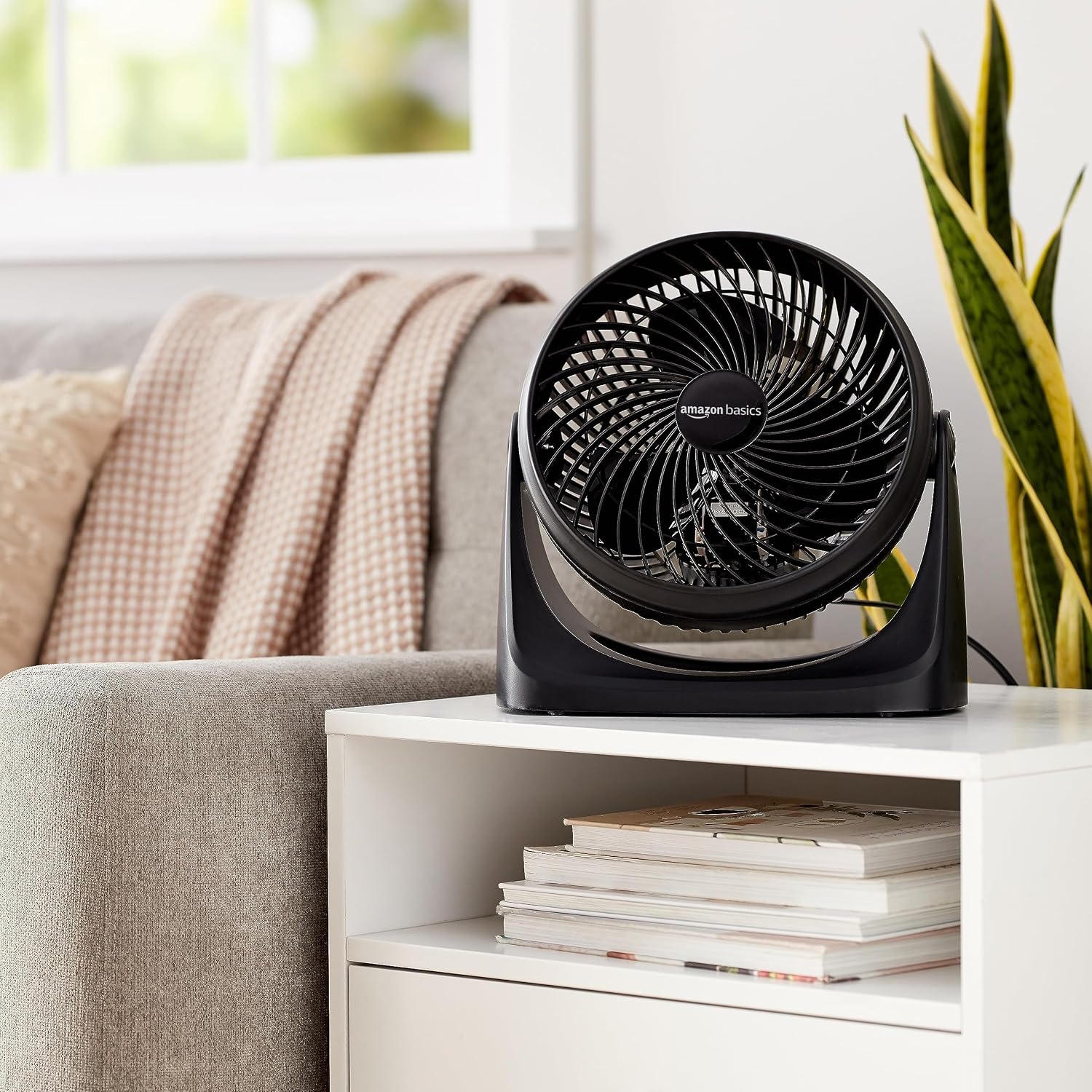 HKM-5066067 Air Circulator Desk Fan, 3 Speed Settings, 90-Degree Tilt Head, Compact Design, 35 Watts, Black, 11.1"W x 6.3"D x 10.9"H