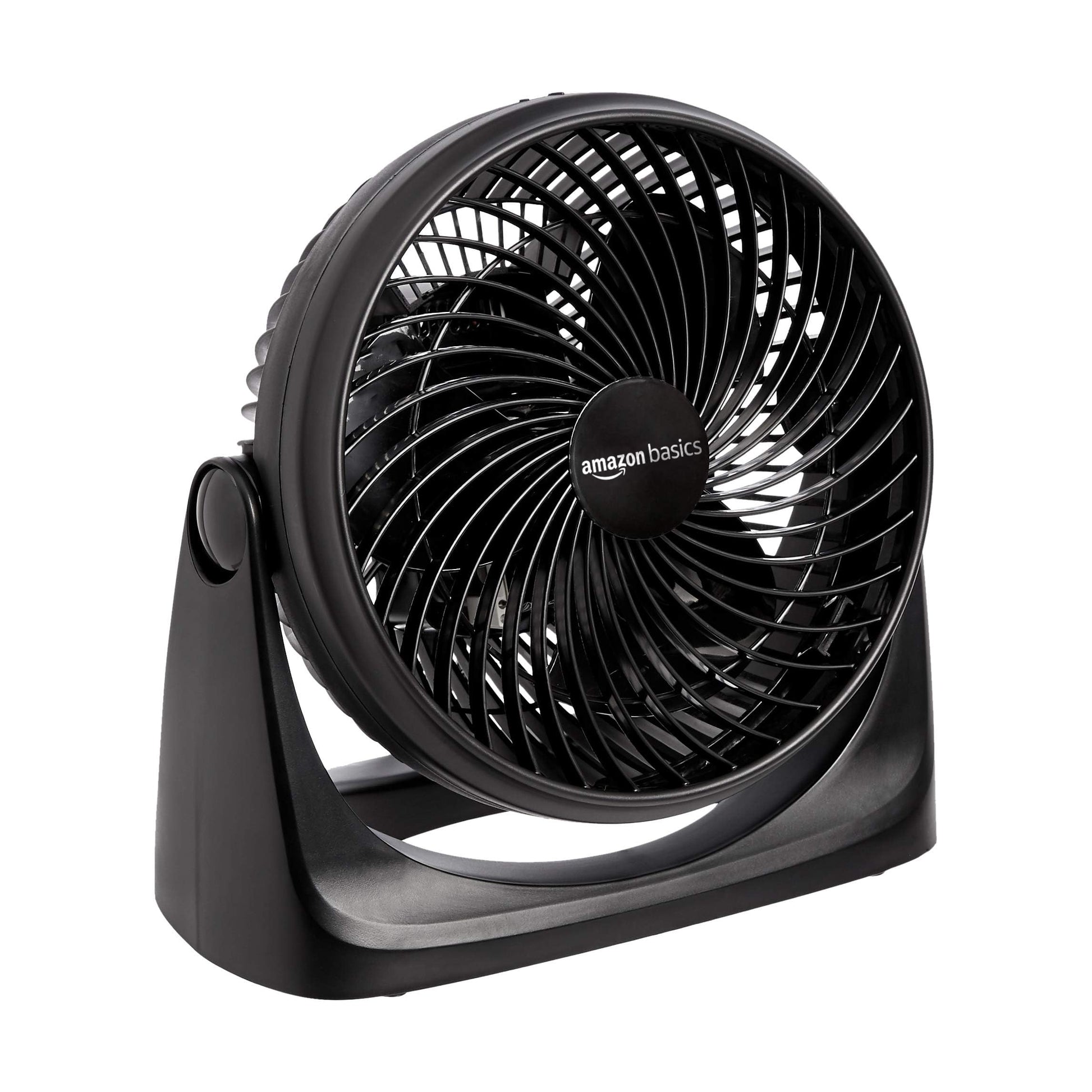 HKM-5066067 Air Circulator Desk Fan, 3 Speed Settings, 90-Degree Tilt Head, Compact Design, 35 Watts, Black, 11.1"W x 6.3"D x 10.9"H
