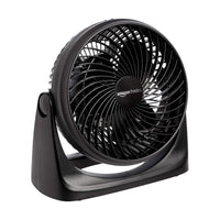 HKM-5066067 Air Circulator Desk Fan, 3 Speed Settings, 90-Degree Tilt Head, Compact Design, 35 Watts, Black, 11.1"W x 6.3"D x 10.9"H