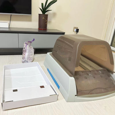 HKM-5066429 Automatic Crystal Cat Litter Box Replacement Set - Includes 3 Plastic Boxes with Crystal Sand