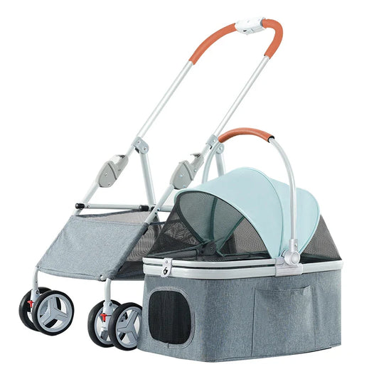 HKM-506643 Pet Stroller for Small Dogs with Detachable 4-Wheel Design