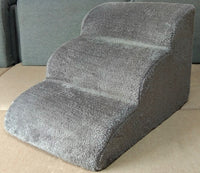 HKM-5066941 Three-Tier Pet Stairs for Easy Access ¨C Cloth, Dark Gray & Brown Slope, 60*42*39CM