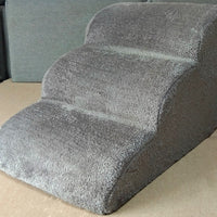 HKM-5066941 Three-Tier Pet Stairs for Easy Access ¨C Cloth, Dark Gray & Brown Slope, 60*42*39CM