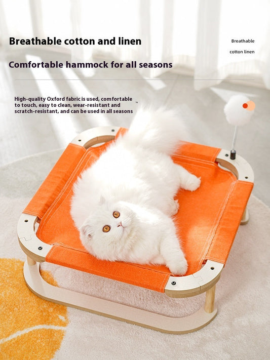 HKM-5067197 Washable Wooden Cat Hammock Bed - Minimalist Design for Cats and Small Dogs