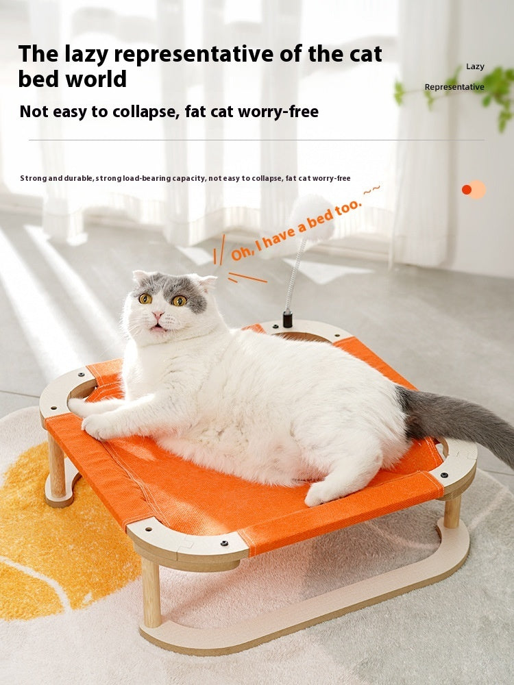 HKM-5067197 Washable Wooden Cat Hammock Bed - Minimalist Design for Cats and Small Dogs
