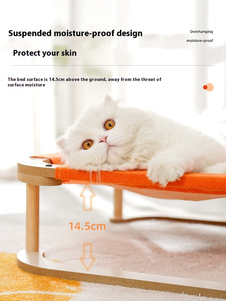 HKM-5067197 Washable Wooden Cat Hammock Bed - Minimalist Design for Cats and Small Dogs