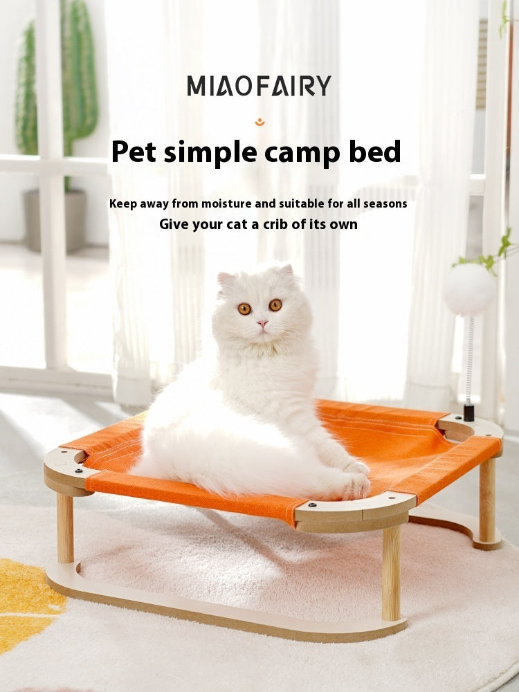 HKM-5067197 Washable Wooden Cat Hammock Bed - Minimalist Design for Cats and Small Dogs