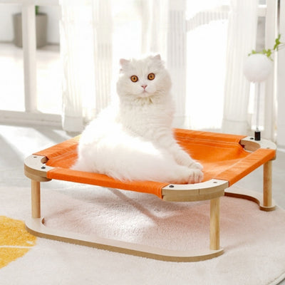 HKM-5067197 Washable Wooden Cat Hammock Bed - Minimalist Design for Cats and Small Dogs