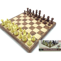 HKM-506771 Foldable 2-in-1 Chess and Checkers Set for Kids - Wooden Travel Game Board with Colorful Box