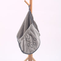 HKM-5068221 Absorbent Fiber Towel for Cats - 35x80cm Gray Pet Scrubbing and Gloved Bath Towel