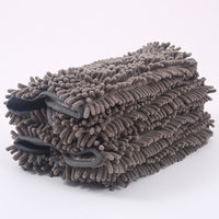 HKM-5068221 Absorbent Fiber Towel for Cats - 35x80cm Gray Pet Scrubbing and Gloved Bath Towel