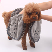 HKM-5068221 Absorbent Fiber Towel for Cats - 35x80cm Gray Pet Scrubbing and Gloved Bath Towel
